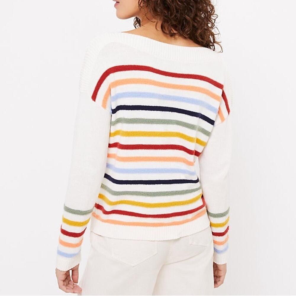 Loft Fuzzy Striped Sweater Women’s Size XS - Picture 8 of 9